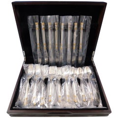 Aegean Weave Gold by Wallace Sterling Silver Flatware Service Set 32 Pieces New