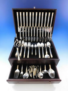 Aegean Weave Gold by Wallace Sterling Silver Flatware Set 12 Service 105 Pieces