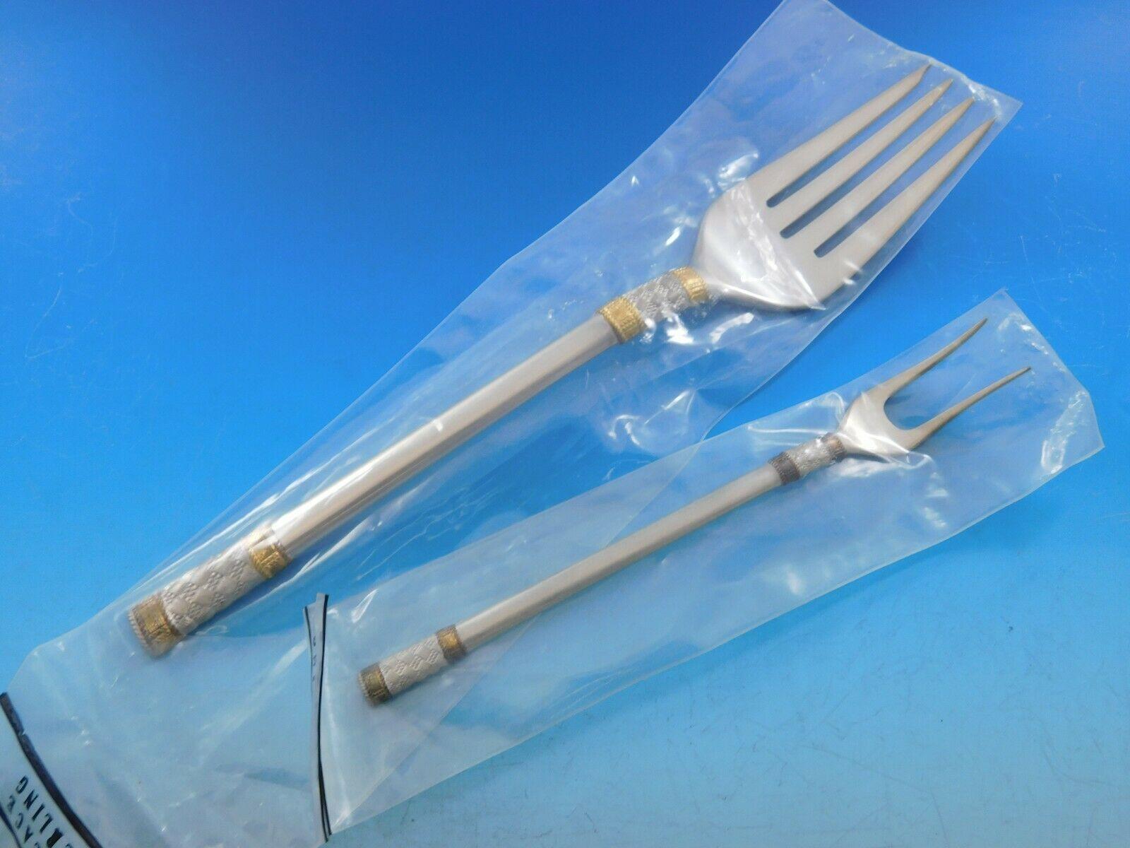 Aegean Weave Gold by Wallace Sterling Silver Flatware Set 12 Service 55 pcs New 4