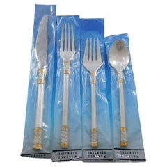 Aegean Weave Gold by Wallace Sterling Silver Flatware Set 12 Service 55 pcs New