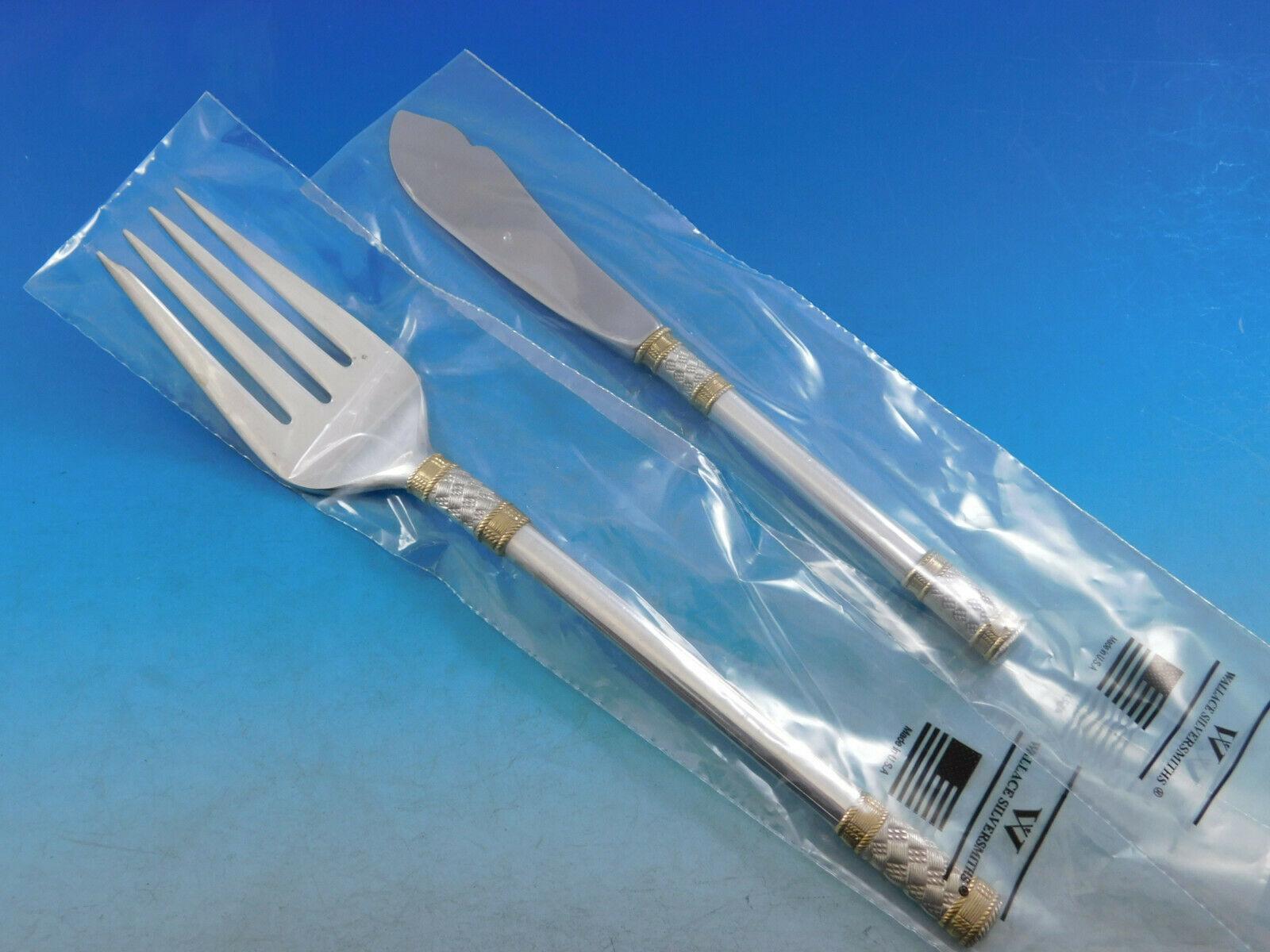 Aegean Weave Gold by Wallace Sterling Silver Flatware Set 12 Service 65 Pcs New 5