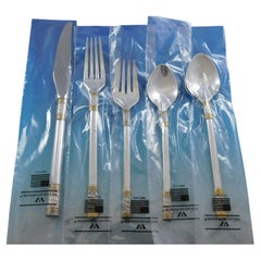 Aegean Weave Gold by Wallace Sterling Silver Flatware Set 12 Service 65 Pcs New