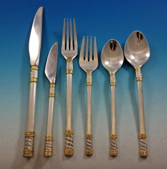Aegean Weave Gold by Wallace Sterling Silver Flatware Set 12 Service 78 Pieces