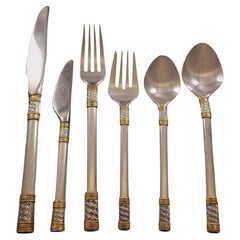 Aegean Weave Gold by Wallace Sterling Silver Flatware Set 12 Service 78 Pieces
