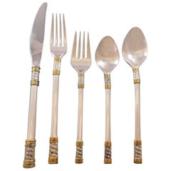 Aegean Weave Gold by Wallace Sterling Silver Flatware Set 8 Service 40 Pieces