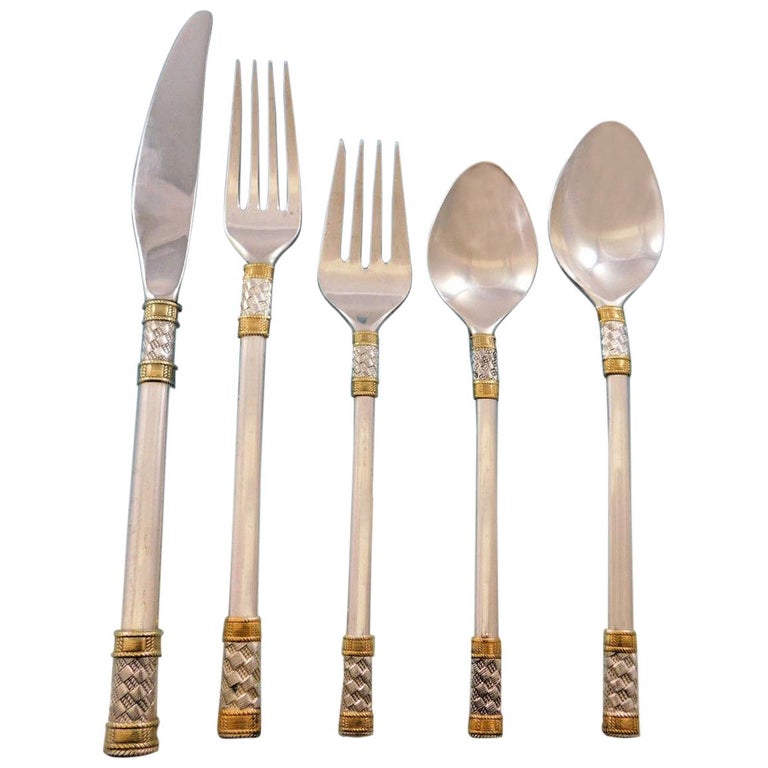 Aegean Weave Gold by Wallace Sterling Silver Flatware Set 8 Service 40