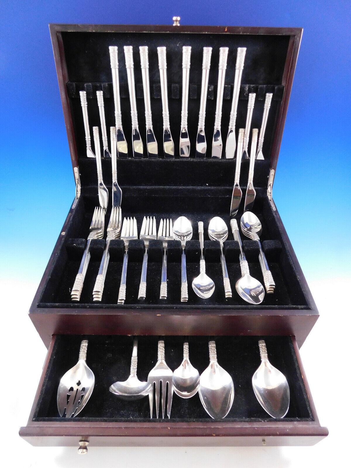 Gorgeous Aegean weave by Wallace sterling silver flatware set, 54 pieces. This set includes:

8 knives, 9 1/2