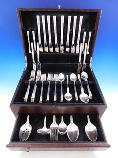 Aegean Weave Plain by Wallace Sterling Silver Flatware Set for 8 Service 54 Pcs