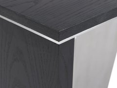 Aegialia Modern Wood Side Drink Accent Table, Black Oak, Brushed Stainless