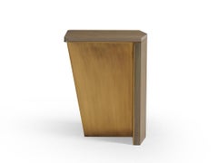 Aegialia Stone Side Small Table, Modern Accent in Carbon Walnut and Bronze