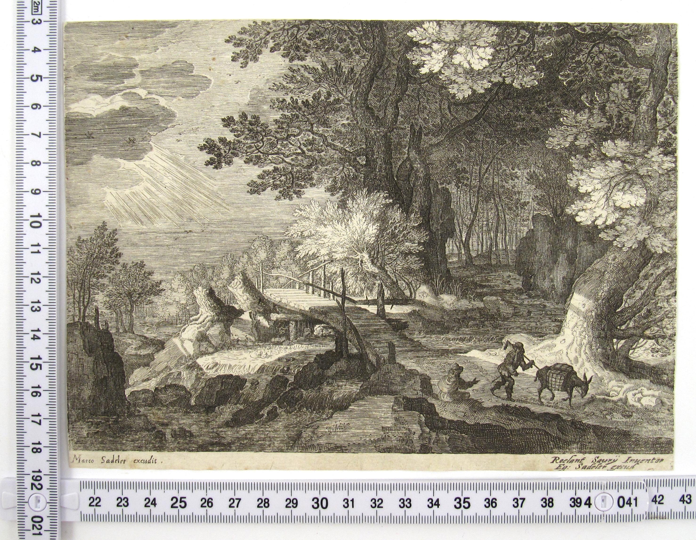 Aegidius Sadeler II (1570 1629) 16thC Engraving - Woodland Scene with Travelers For Sale 6