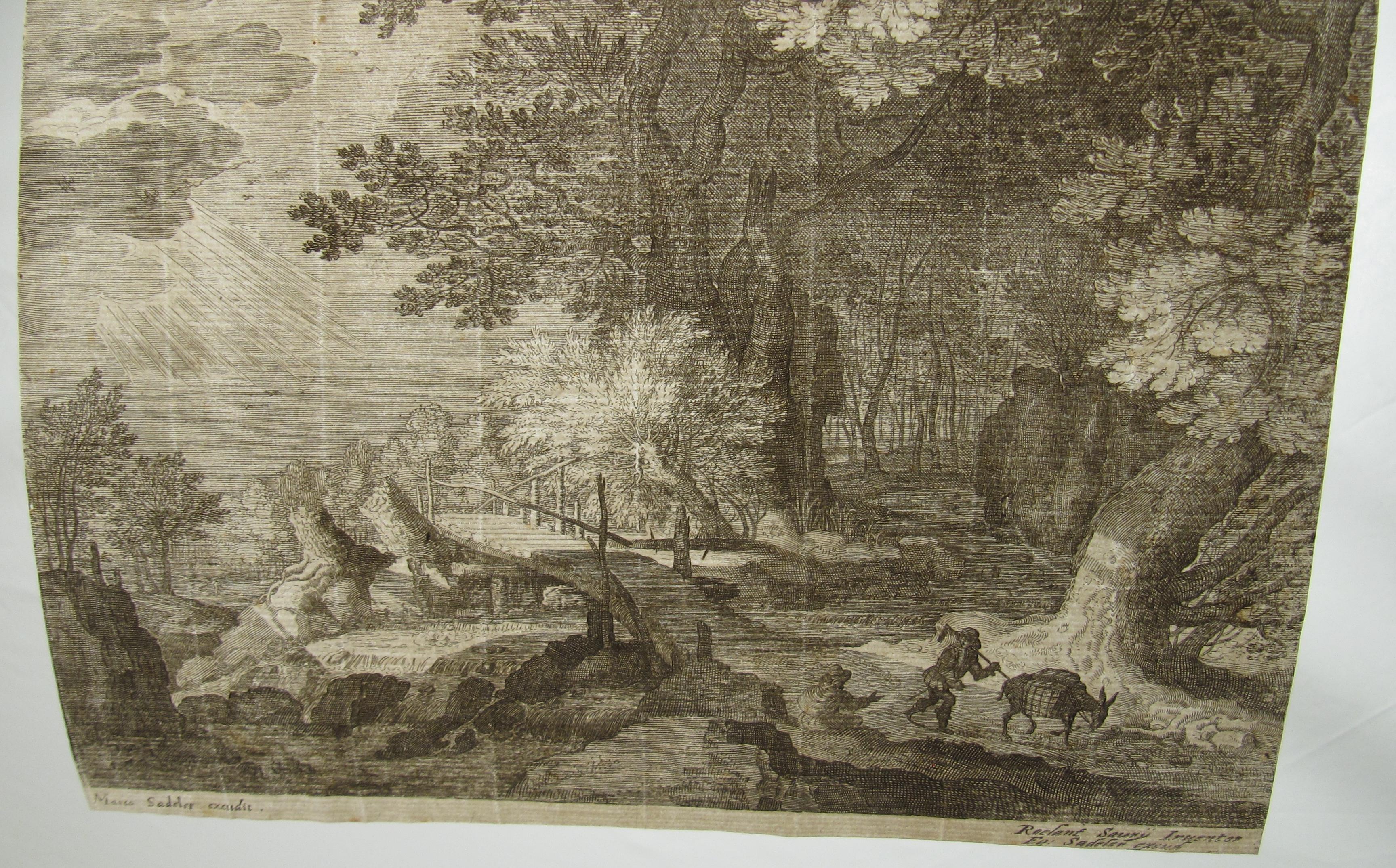 Aegidius Sadeler II (1570 1629) 16thC Engraving - Woodland Scene with Travelers For Sale 2