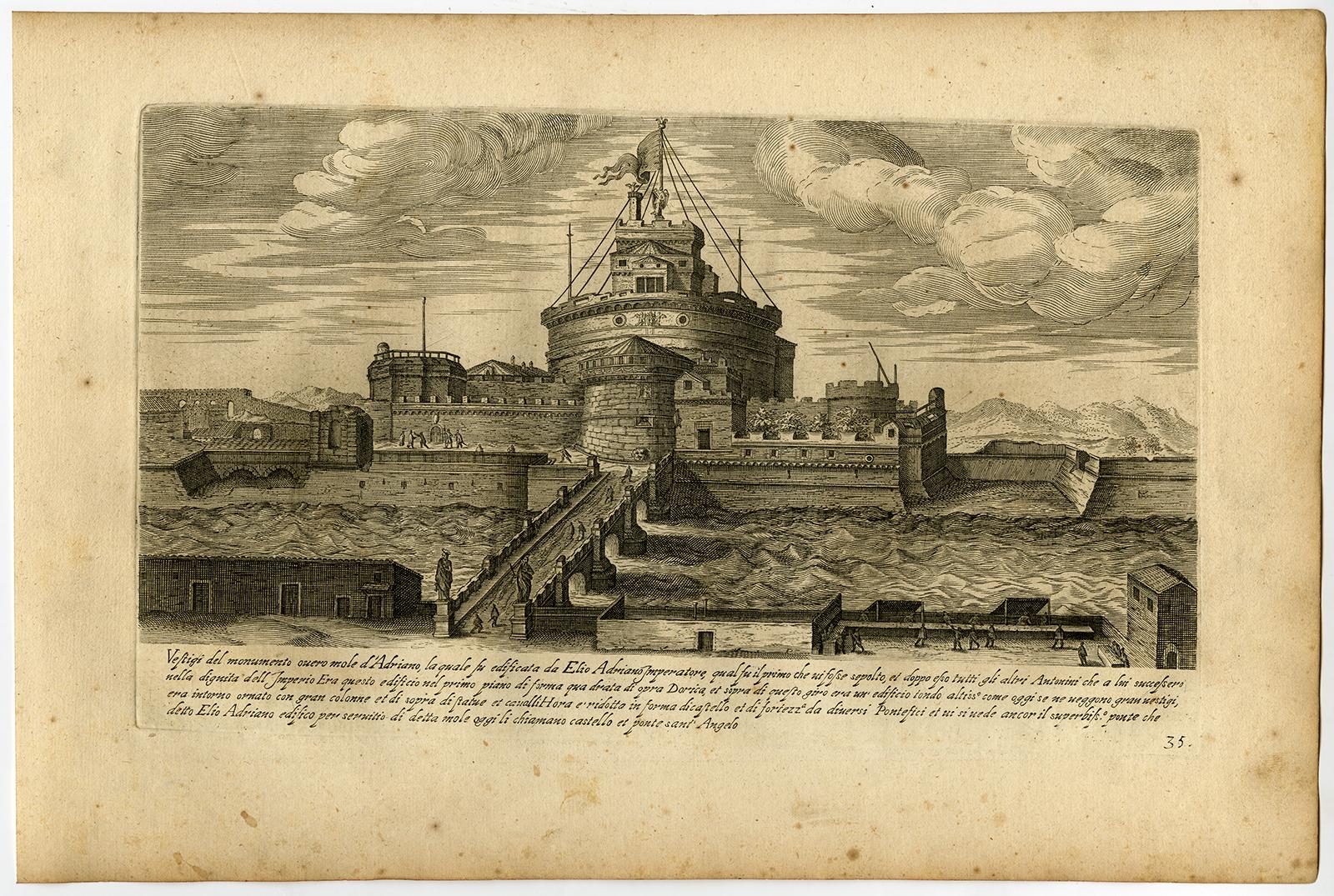 Aegidius Sadeler Landscape Print - Vestigii del Monumento over mole d'Adriano […].