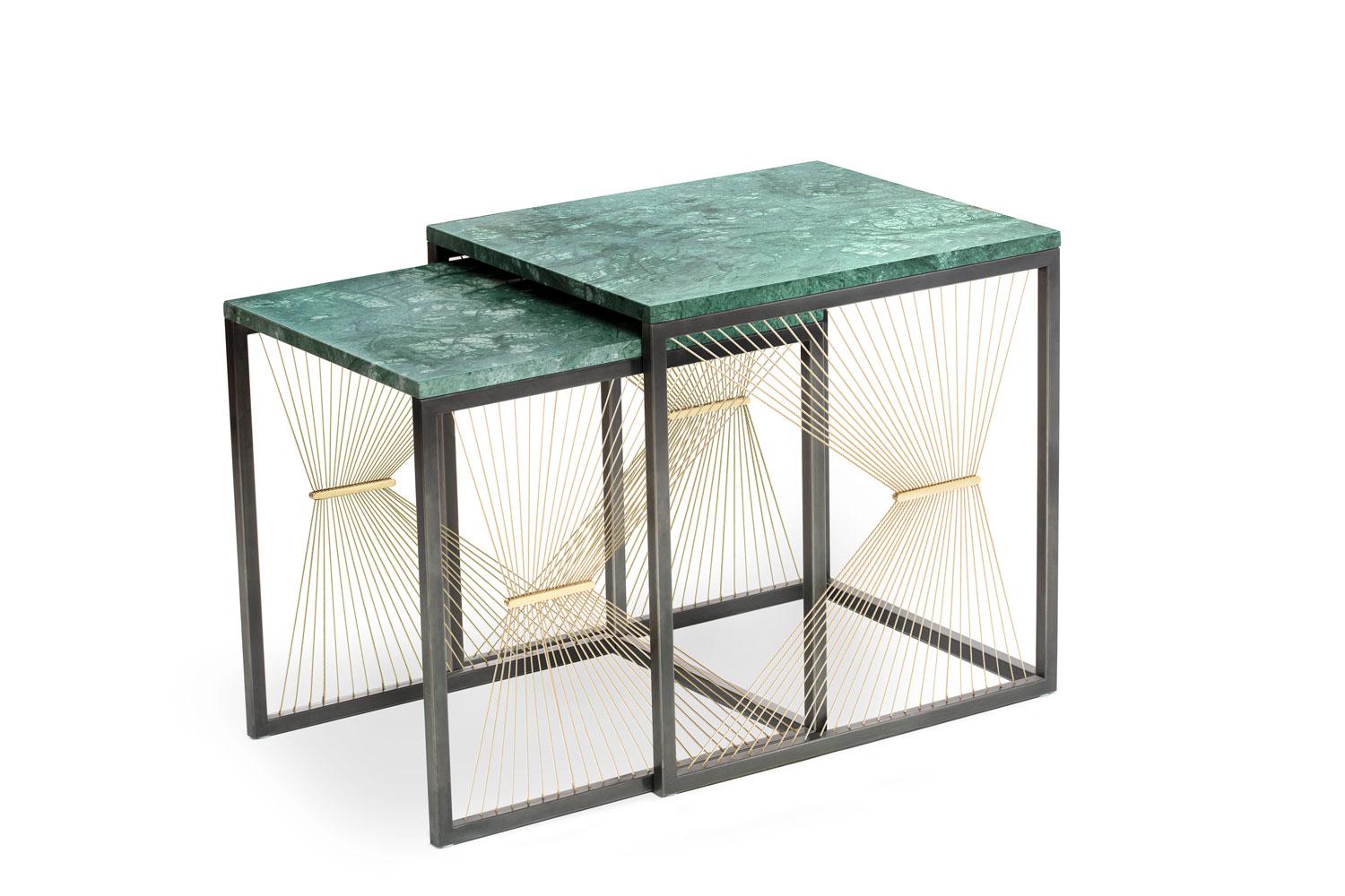 Metal Aegis Nesting Tables Set of 2 For Sale