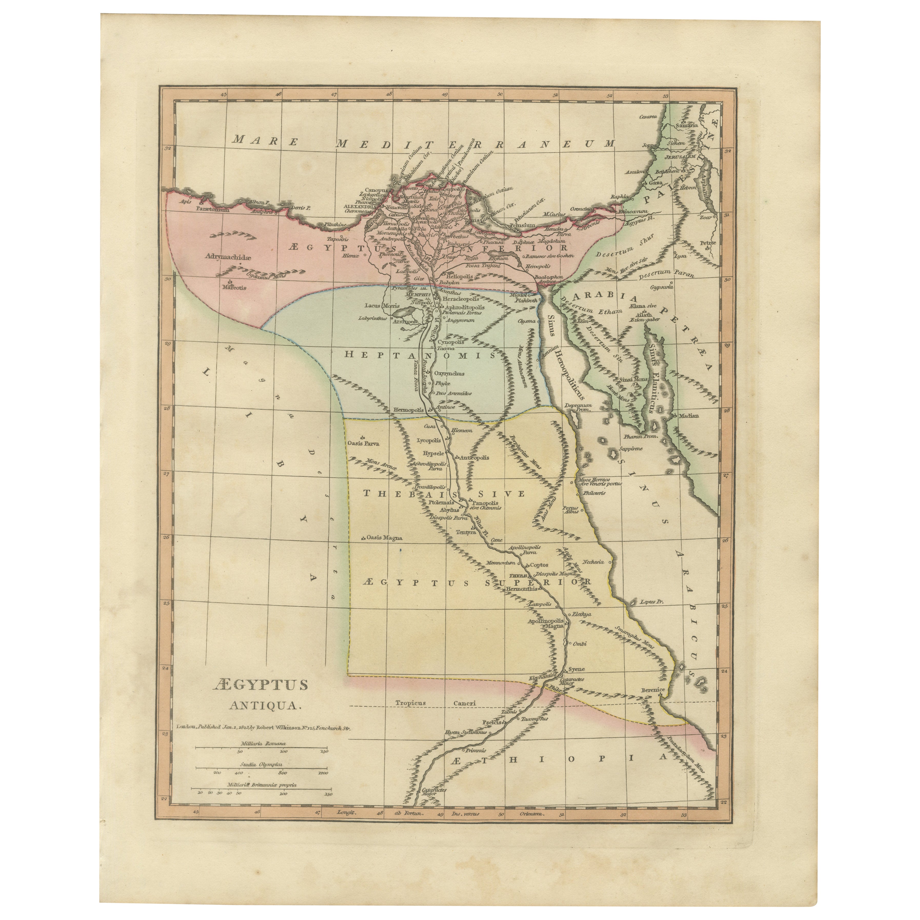 Aegyptus Antiqua — Ancient Egypt Classical Map of the Nile, Wilkinson 1823