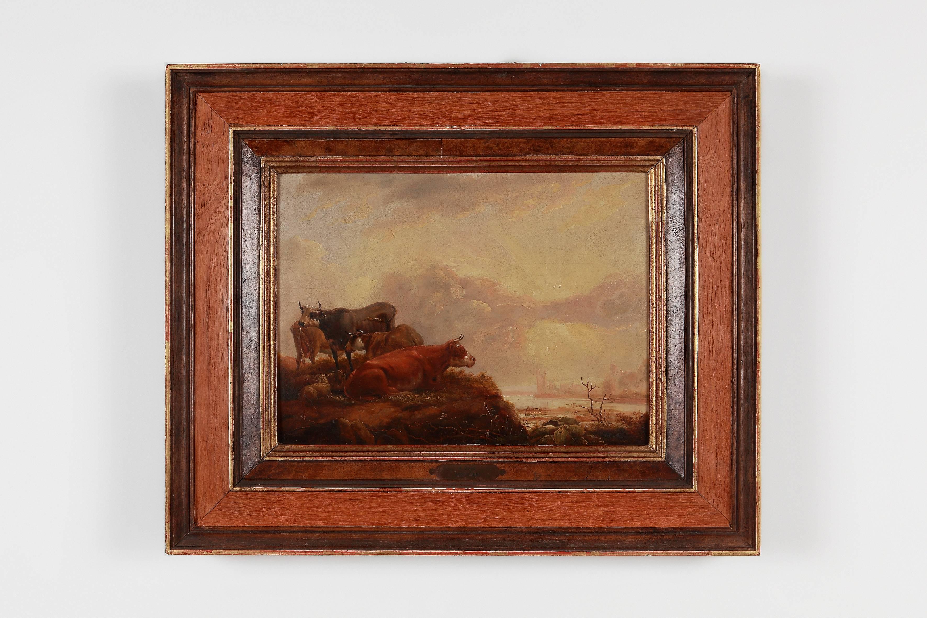 Oil paint on wood by Aelbert Cuyp ( 1620-1691 ), Dutch. Signed lower left: A. Cuyp. Gerahmt.
Measurements: 9.72 x 13.58 in ( 24,7 x 34,5 cm ), framed: 17.28 x 21.06 in ( 43,9 x 53,5 cm )

Aelbert Jacobsz Cuyp was one of the leading Dutch landscape