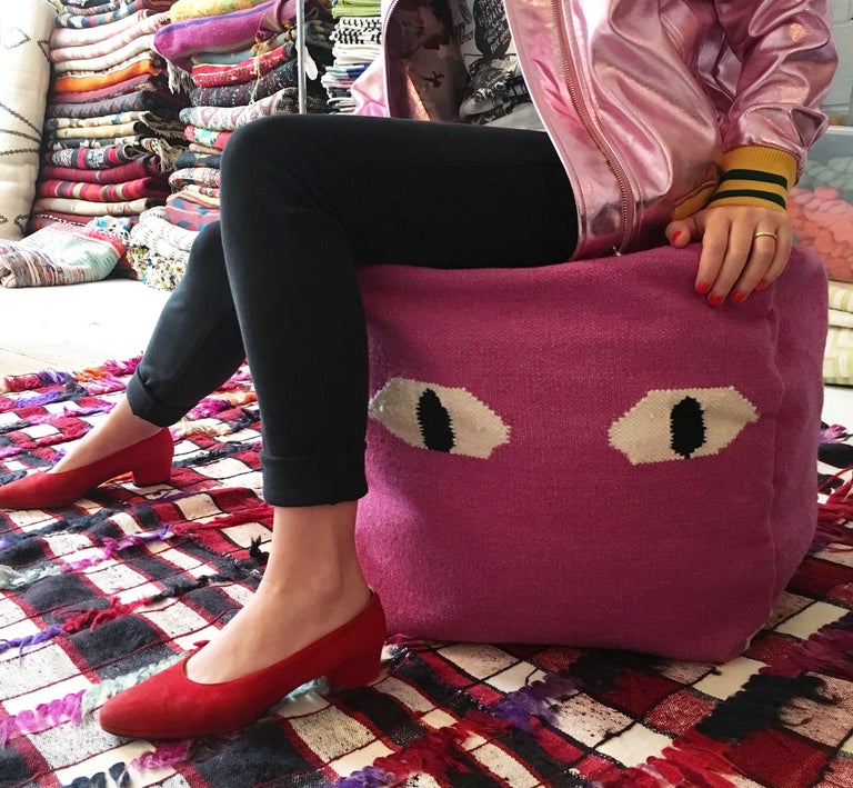 Aelfie Magenta Pink Eyes Pouf Cushion Seat at 1stDibs aelfie