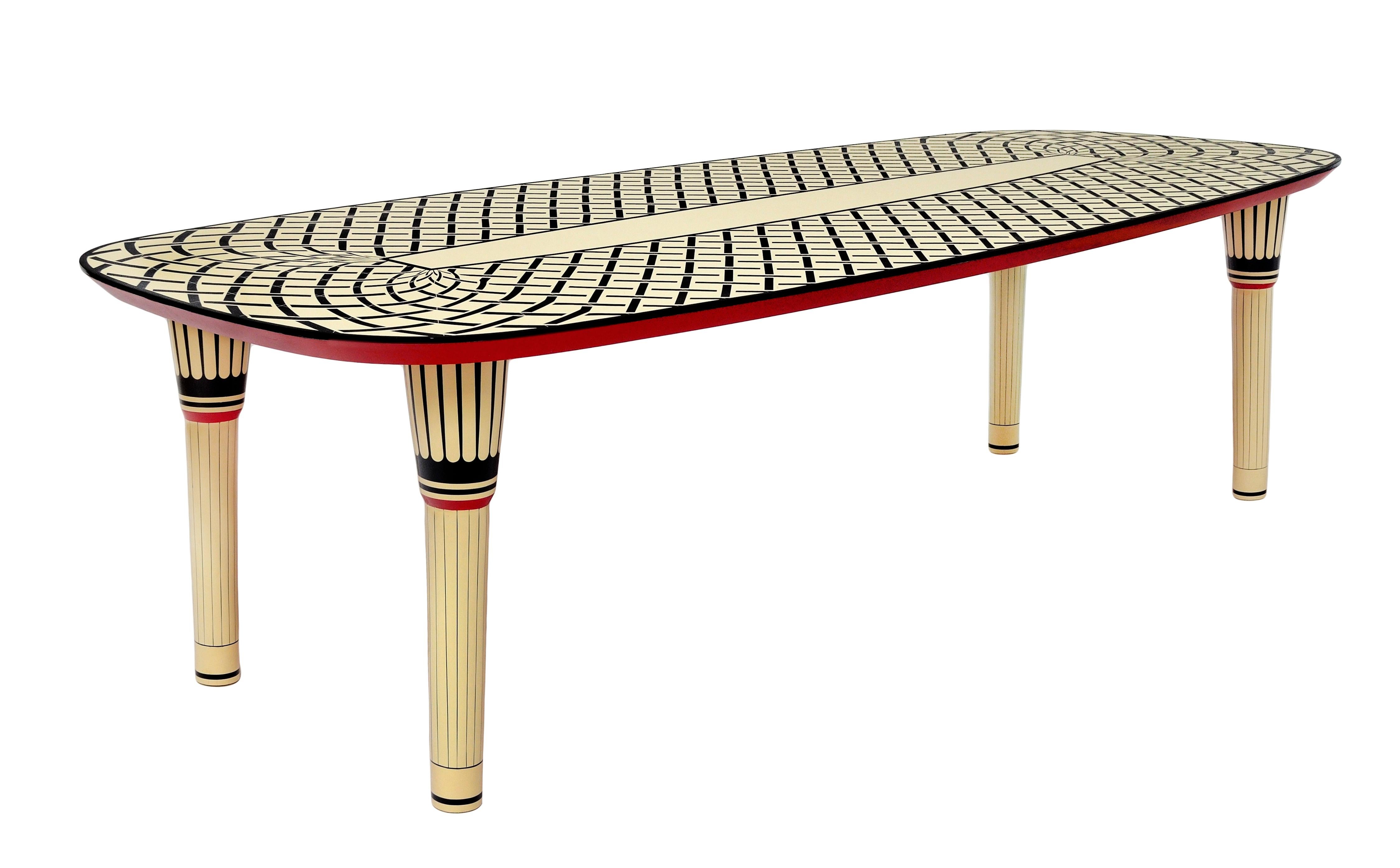 Aelita Large Marquetry Dining Table by Matteo Cibic is a magnificent dining table for eight with graphic appeal complimented by glimpses of scarlet. Match it with easy street for an intimate dinner statement.

India's handicrafts are as multifarious