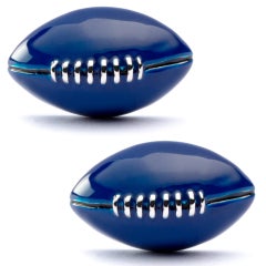 Gemelli Aelx Jona in argento sterling con smalto blu e palla da calcio