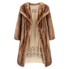 AEM Hurtig Furs Canadian Mink Coat with Embroidered Silk Lining 1960s - 70s