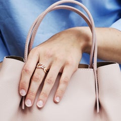 AENEA 18k Oro Rosa Blanco Diamantes Eternidad Anillo de Compromiso de Amor