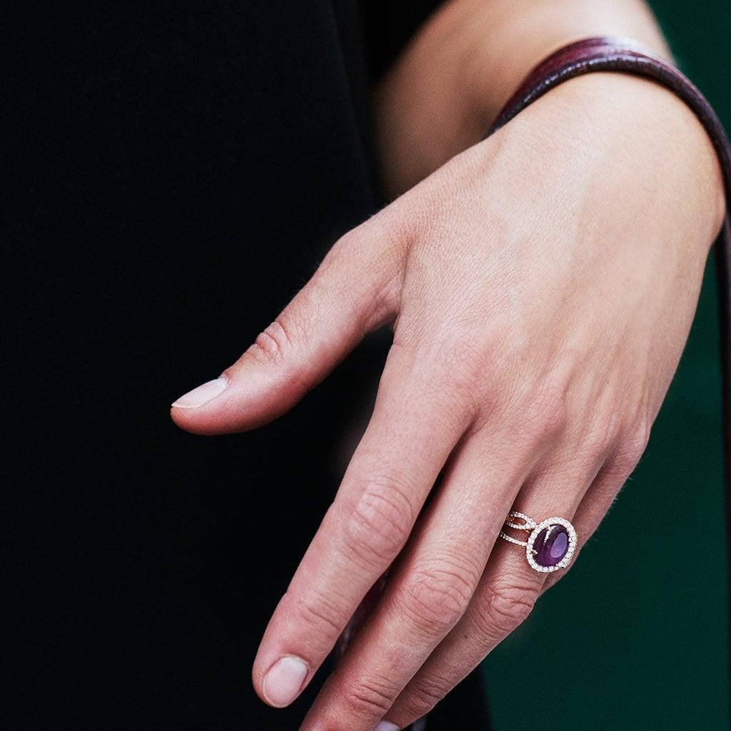En vente :  AENEA Bague de fiançailles d'éternité en or rose 18 carats avec diamants blancs 6