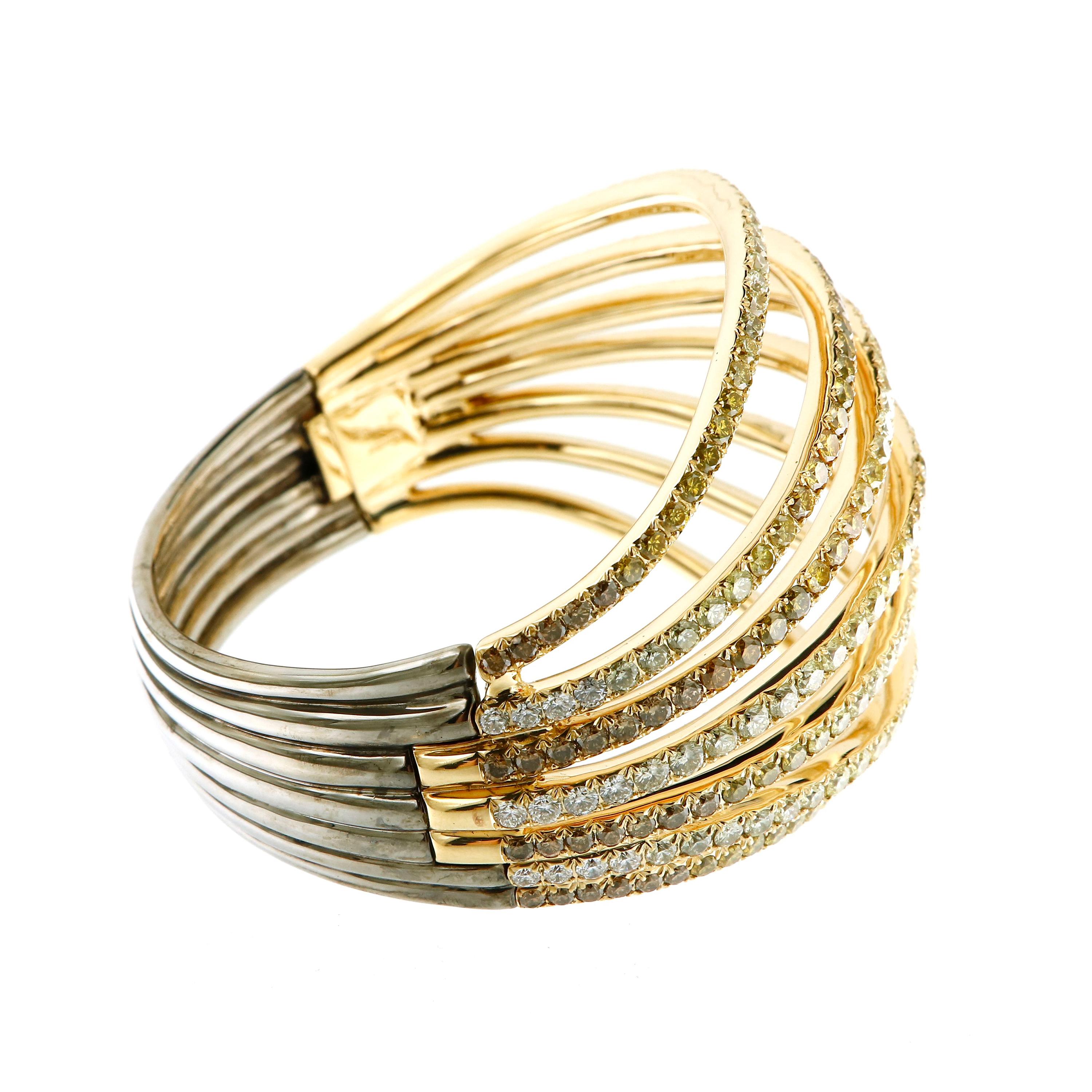 Bracciale AENEA in oro giallo 18 carati con diamanti bianchi e marroni in vendita 2