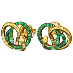 AENEA Pendientes Esmeraldas Brasileñas Rubíes Oro Amarillo 18k Plata de Ley