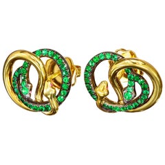 AENEA Brazilian Emeralds Rubies 18k Yellow Gold Sterling Silver Stud Earrings