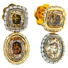 AENEA 18k Yellow Gold Fancy Brown White Diamond Earrings