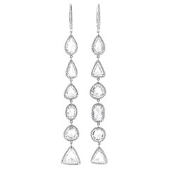 AENEA Jewellery 950 Platinum Rose Cut 14.23 Carat White Diamond Earrings