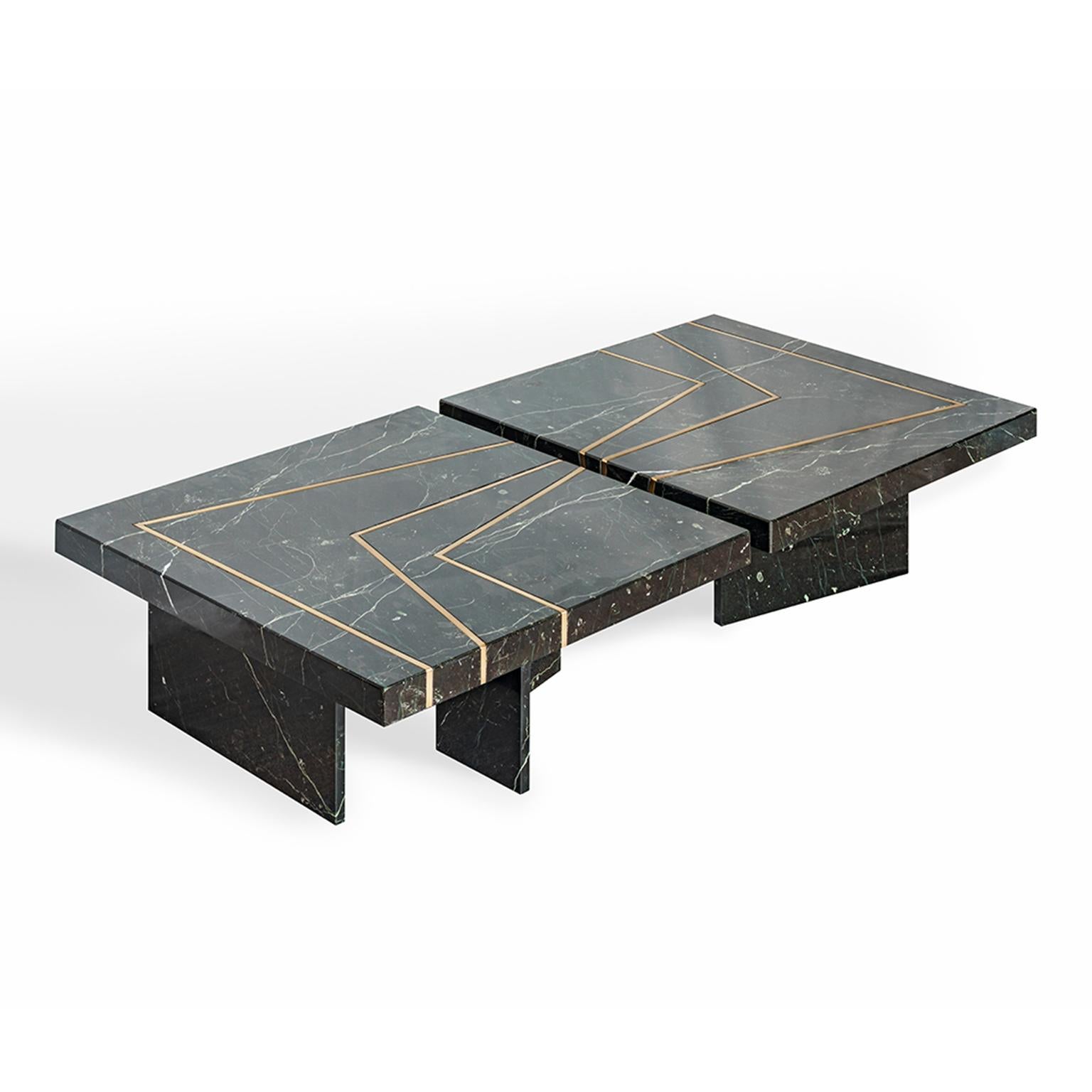 Aeneas Solid Marble Coffee Table in Oxidized Brass For Sale at 1stDibs