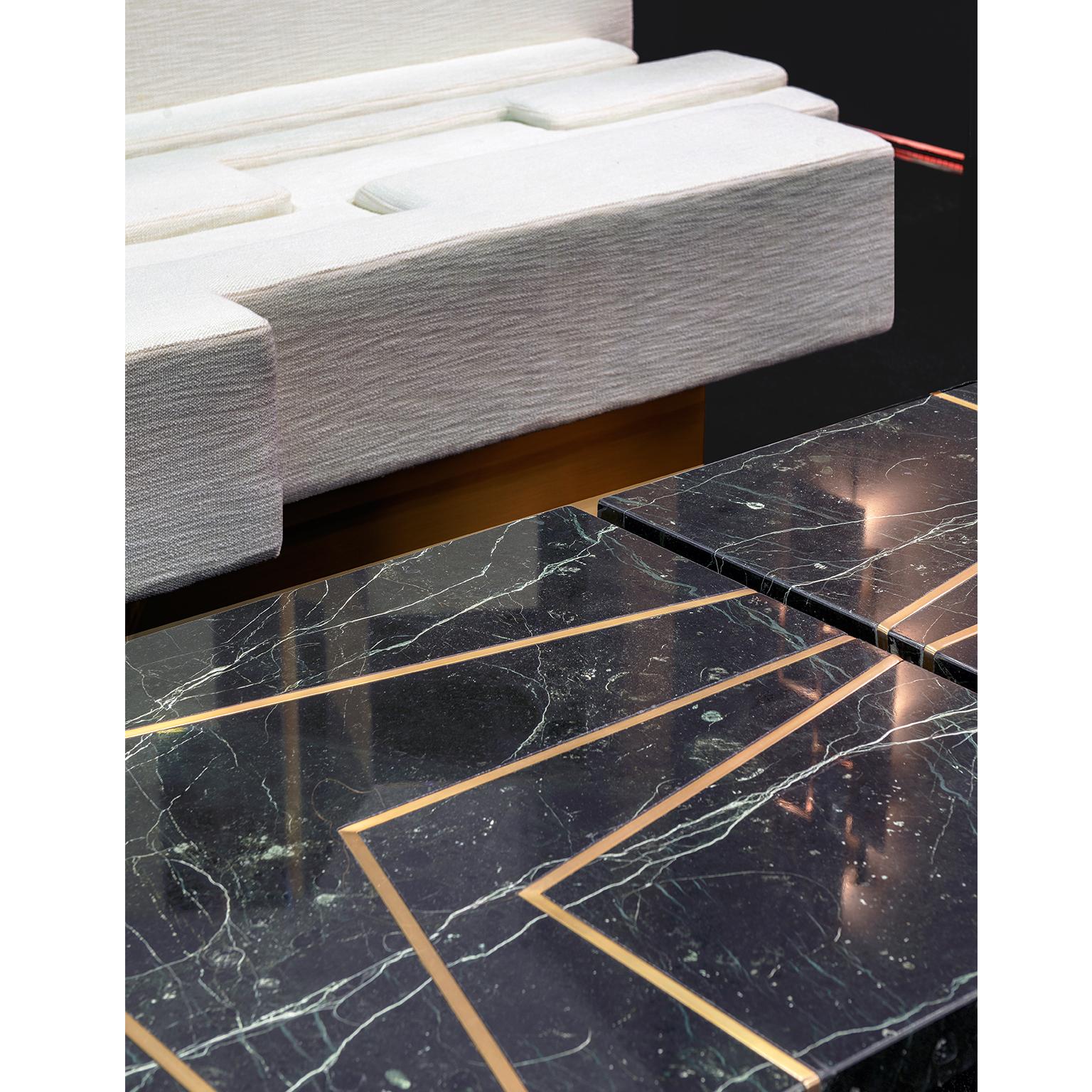 Other Aeneas Solid Marble Coffee Table in Oxidized Brass For Sale