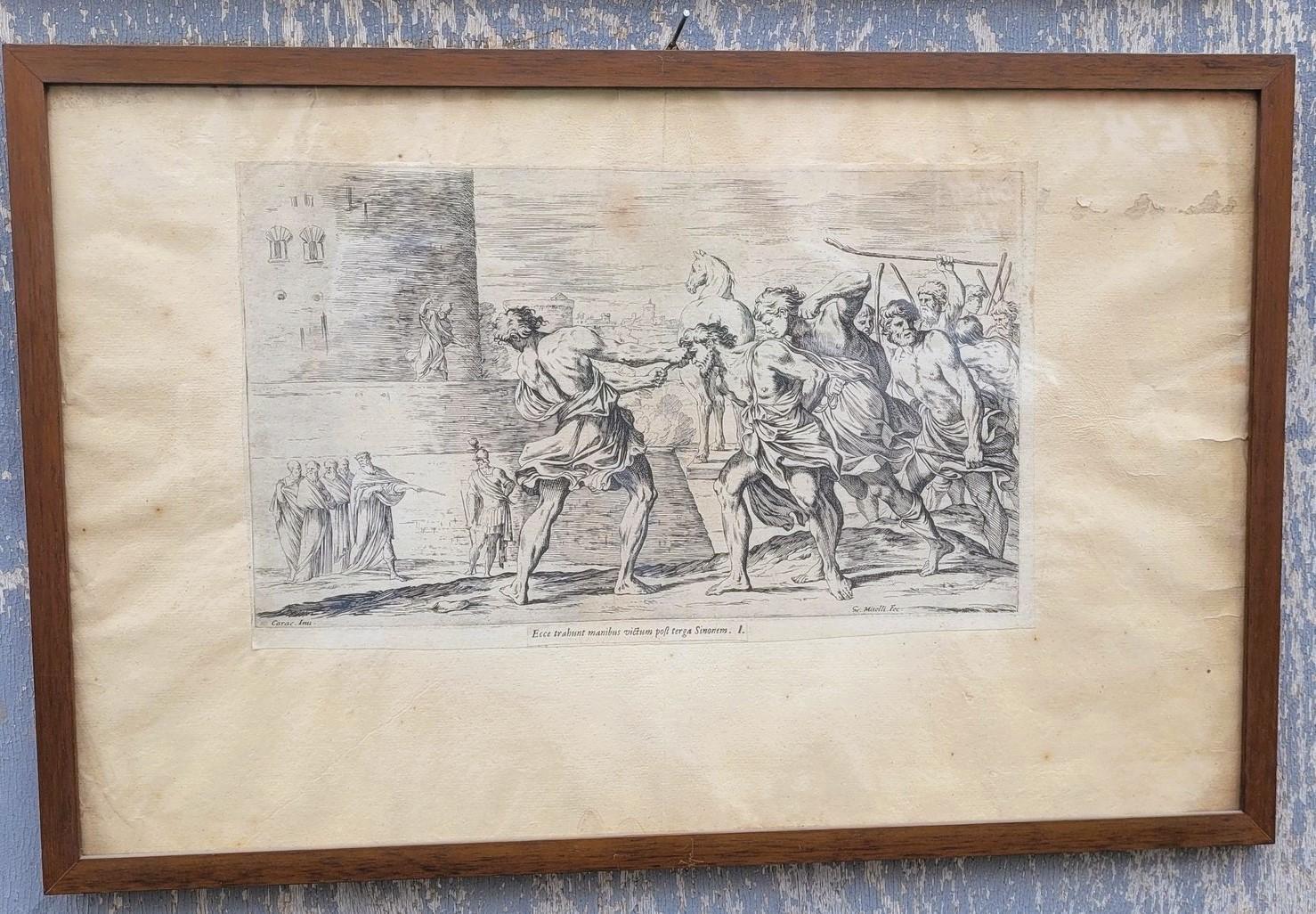 Gerahmte Stiche von Aeneid nach Mitelli und Caracci, Gerahmte Stiche, 18. Jahrhundert (18. Jahrhundert und früher) im Angebot
