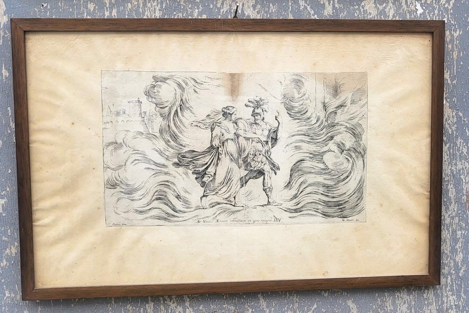 Gerahmte Stiche von Aeneid nach Mitelli und Caracci, Gerahmte Stiche, 18. Jahrhundert (Papier) im Angebot
