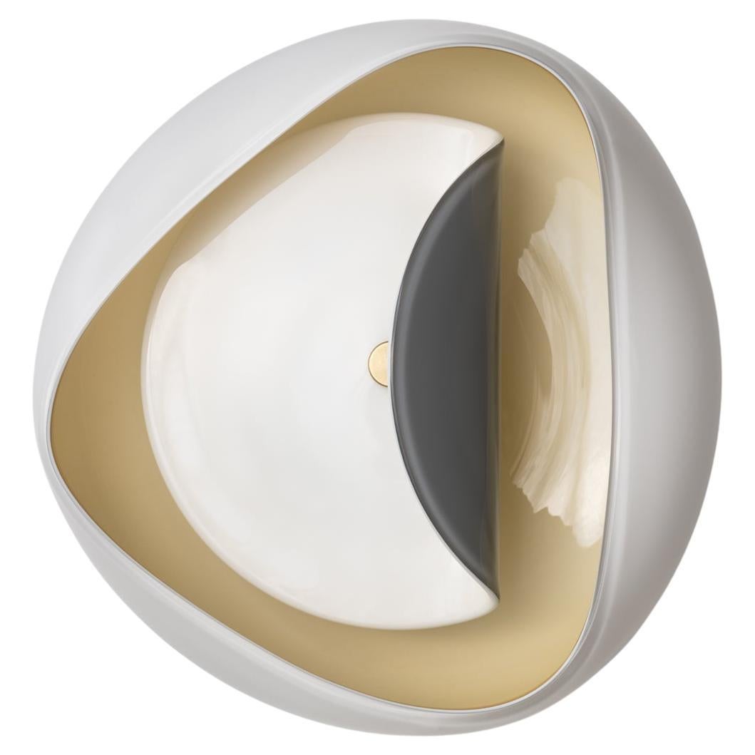 Aequorea Sconce: Satin Brass/White & Amber Glass by Avram Rusu Studio