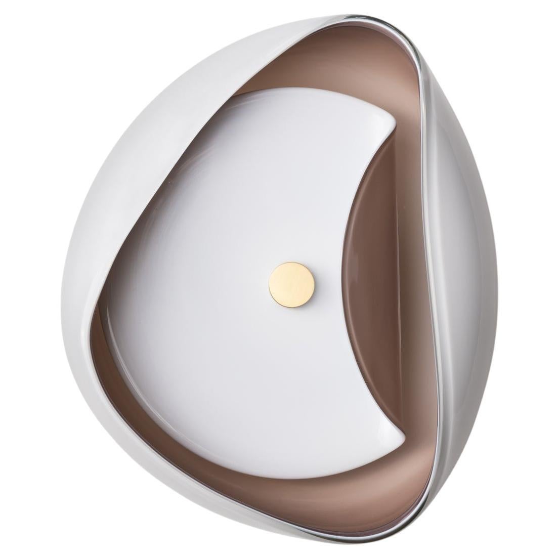 Aequorea Sconce: Satin Brass/White & Taupe Glass by Avram Rusu Studio
