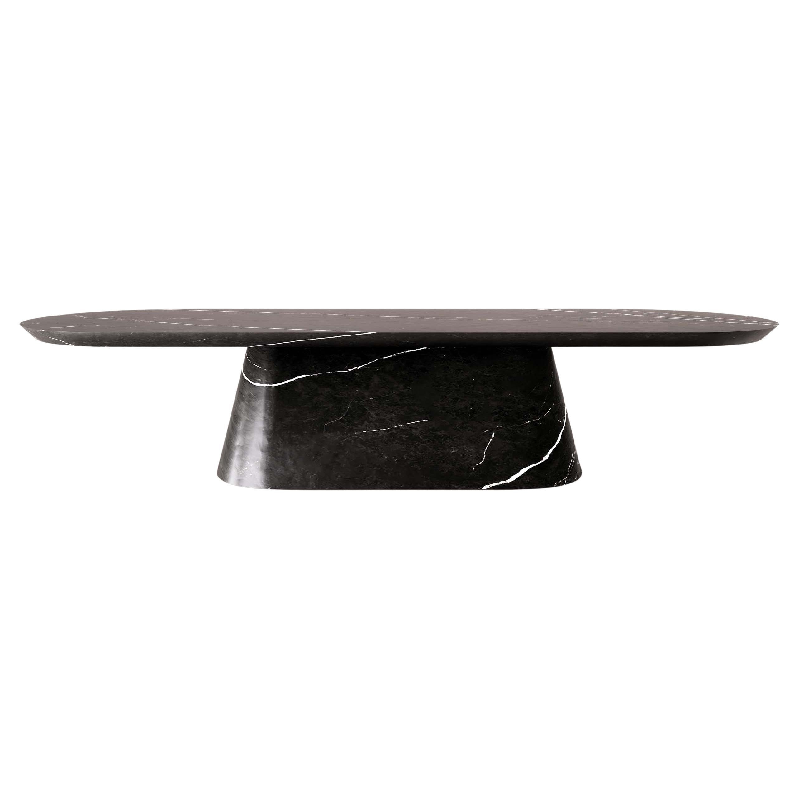 Aequus Dining Table 360 in Graphite Marble by Studio Brent Lee For Sale