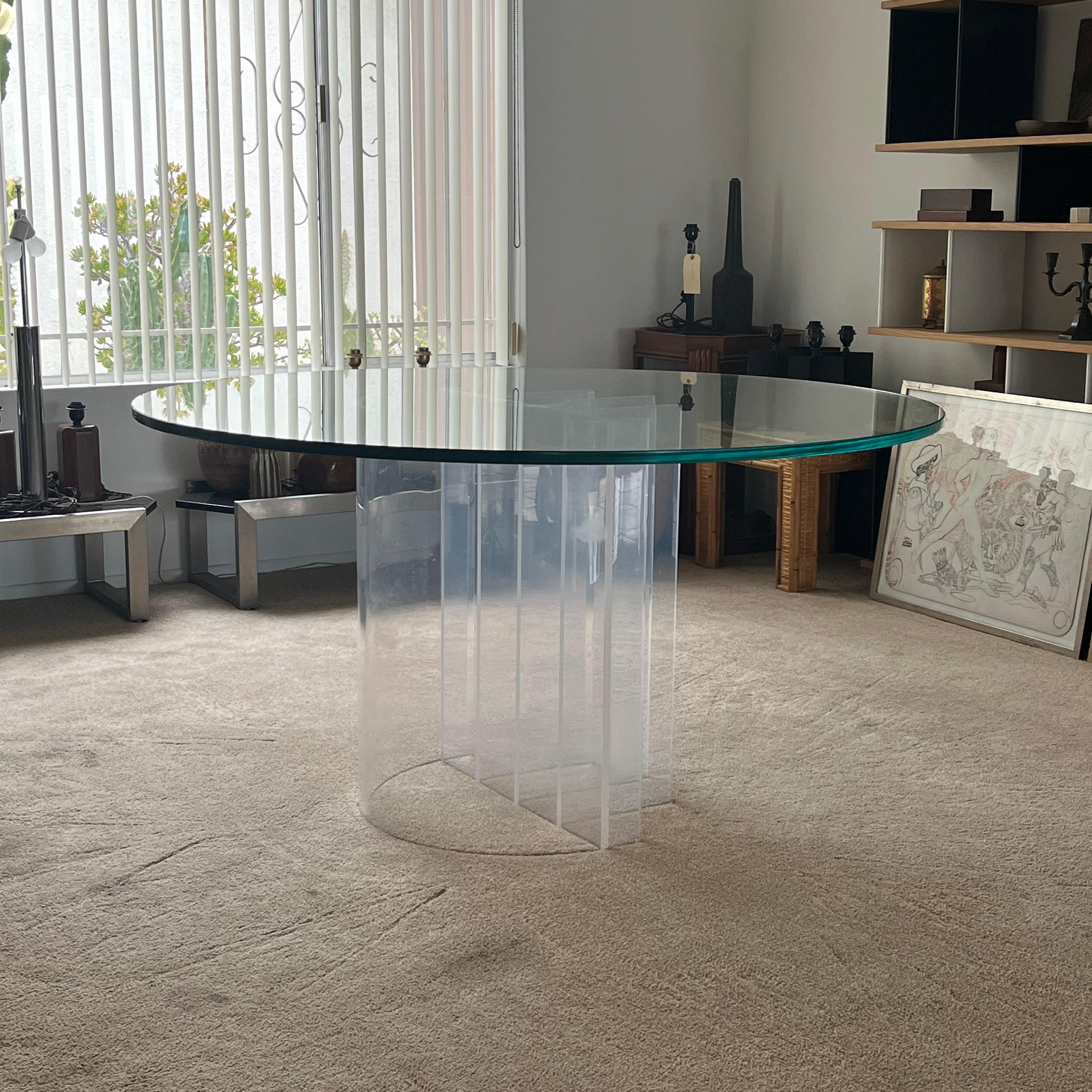 Américain Table de salle à manger « Blade » aérienne en acrylique et verre de Charles Hollis Jones en vente