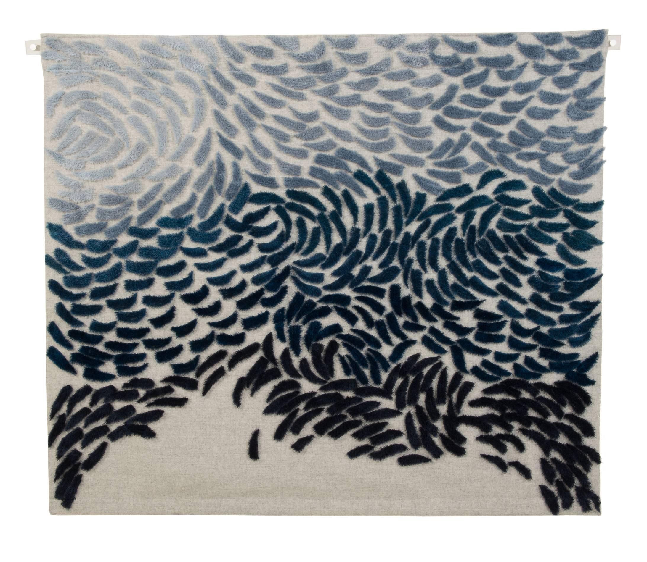 Aerial 'Blue' - wall mounted Textile Artwork by British artist Anna Gravelle For Sale 7