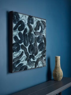 Aerial 'Blue' - wall mounted Textile Artwork by British artist Anna Gravelle