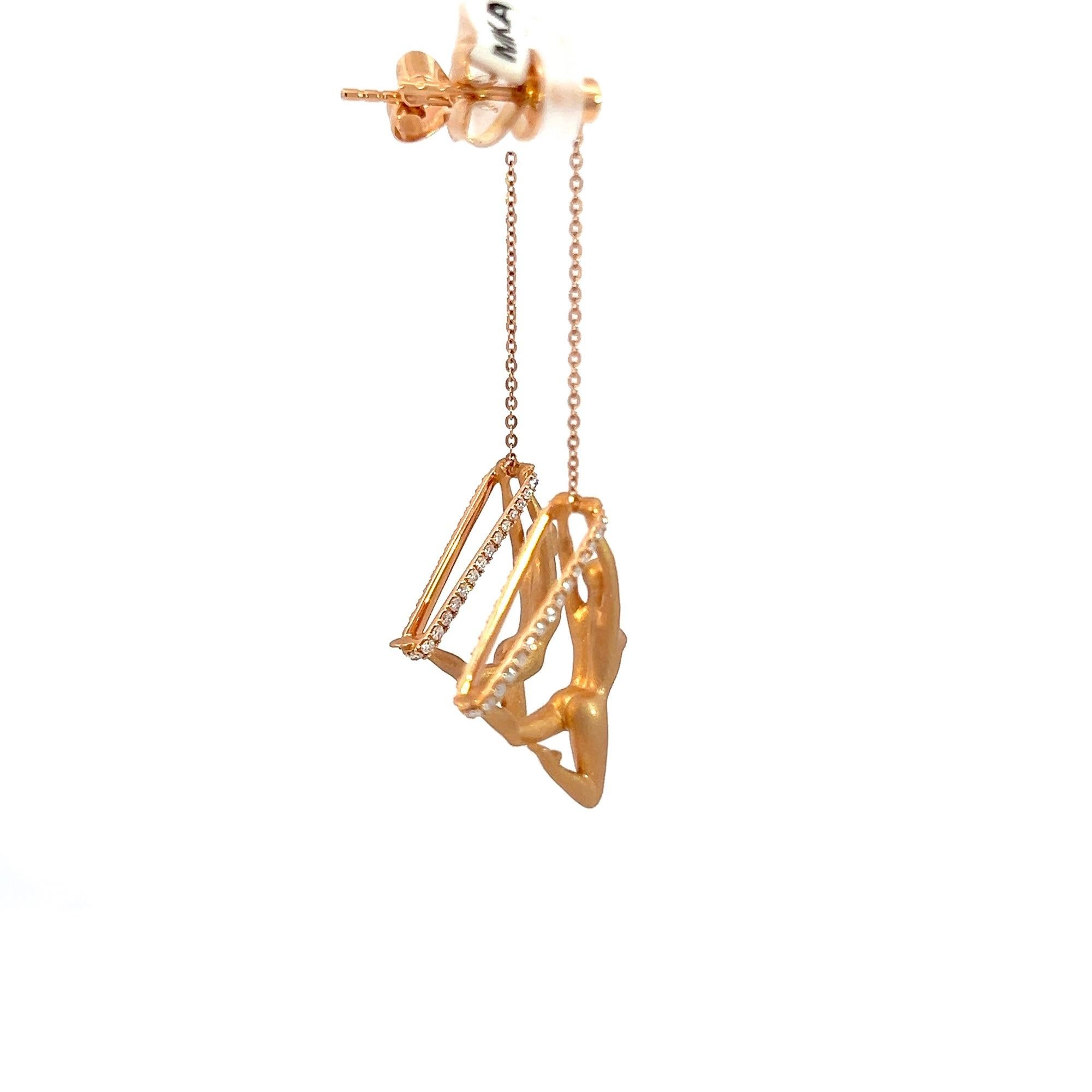 Aerialist-Inspired Yoga Diamond Dangle Earrings In New Condition In Beverly Hills, CA