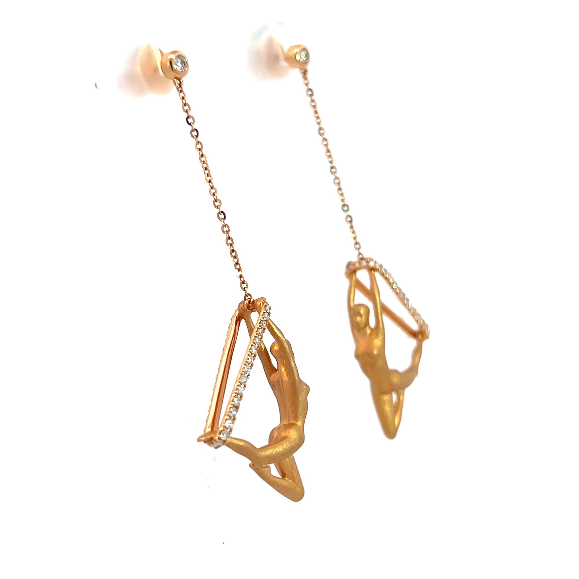 Women's or Men's Aerialist-Inspired Yoga Diamond Dangle Earrings