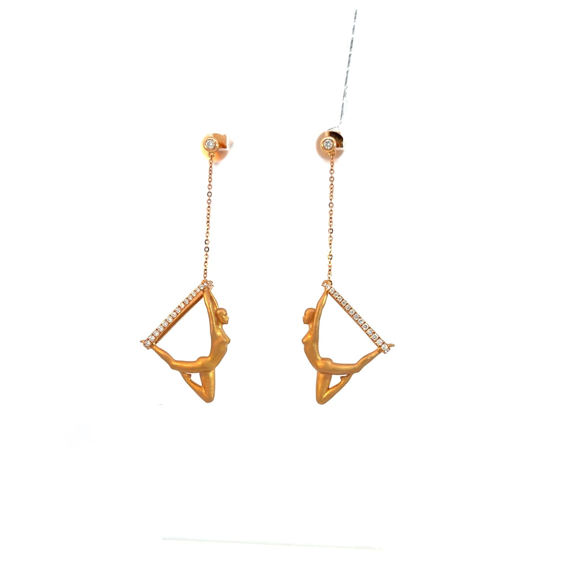 Aerialist-Inspired Yoga Diamond Dangle Earrings 2