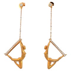 Aerialist-Inspired Yoga Diamond Dangle Earrings
