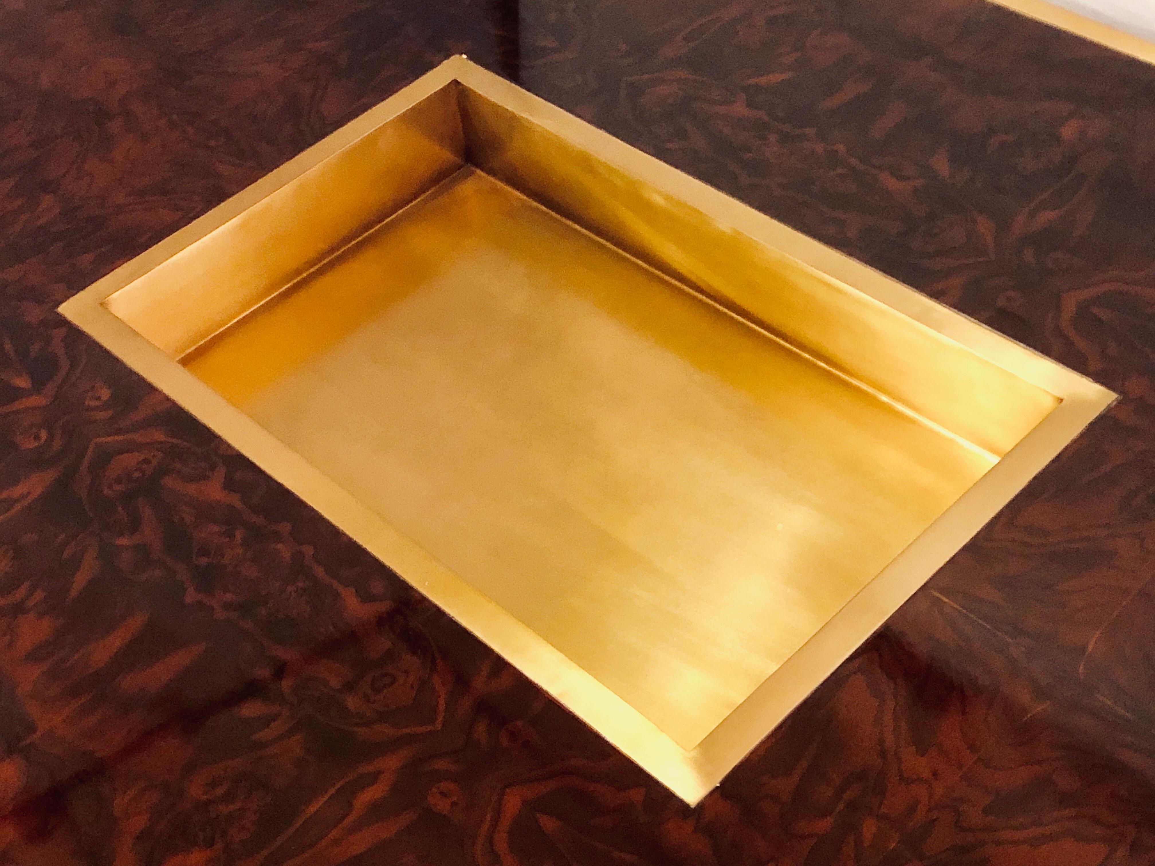 Aerin Lauder Chatham Coffee Table  Walnut Burl and Satin Brass In Good Condition In Stamford, CT