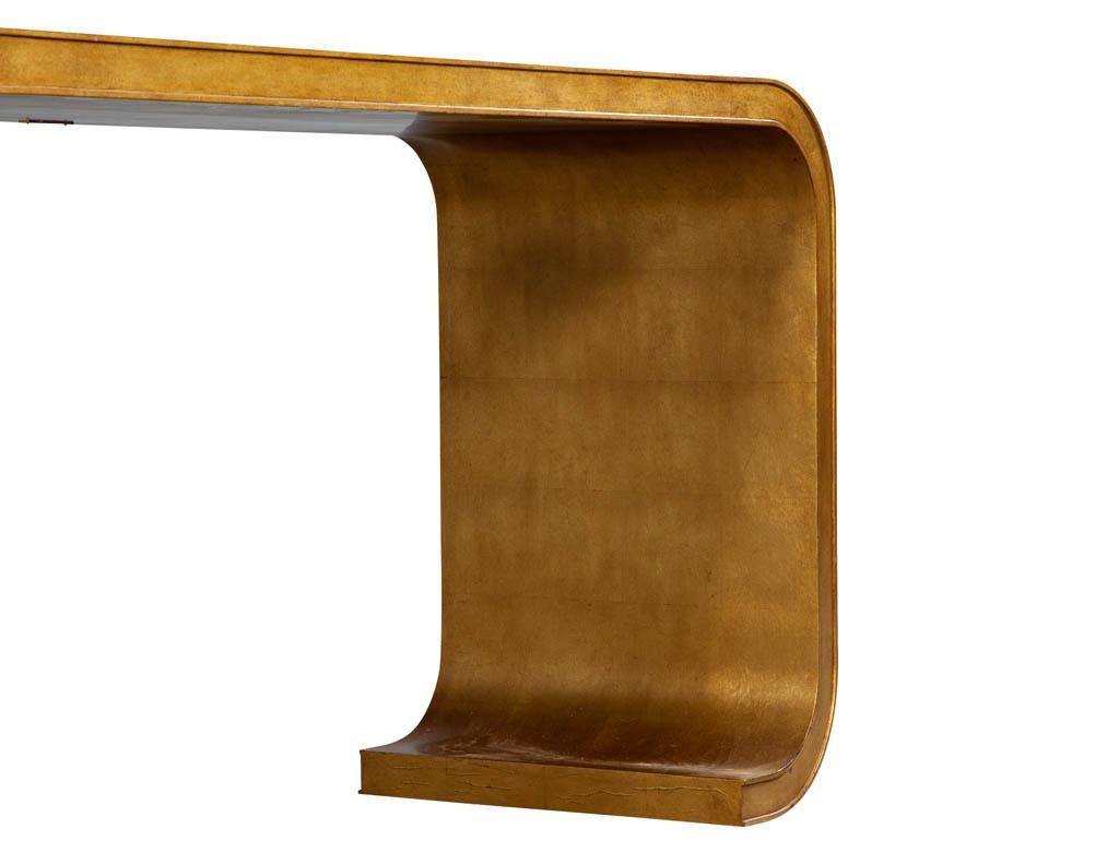 Aerin Lauder Modern Edgewood Gold Leaf Console Table 4