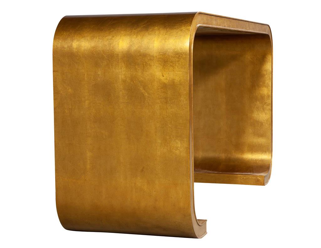 Aerin Lauder Modern Edgewood Gold Leaf Console Table 5
