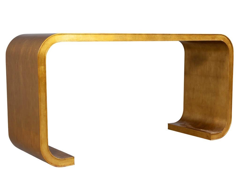 Aerin Lauder Modern Edgewood Gold Leaf Console Table 6