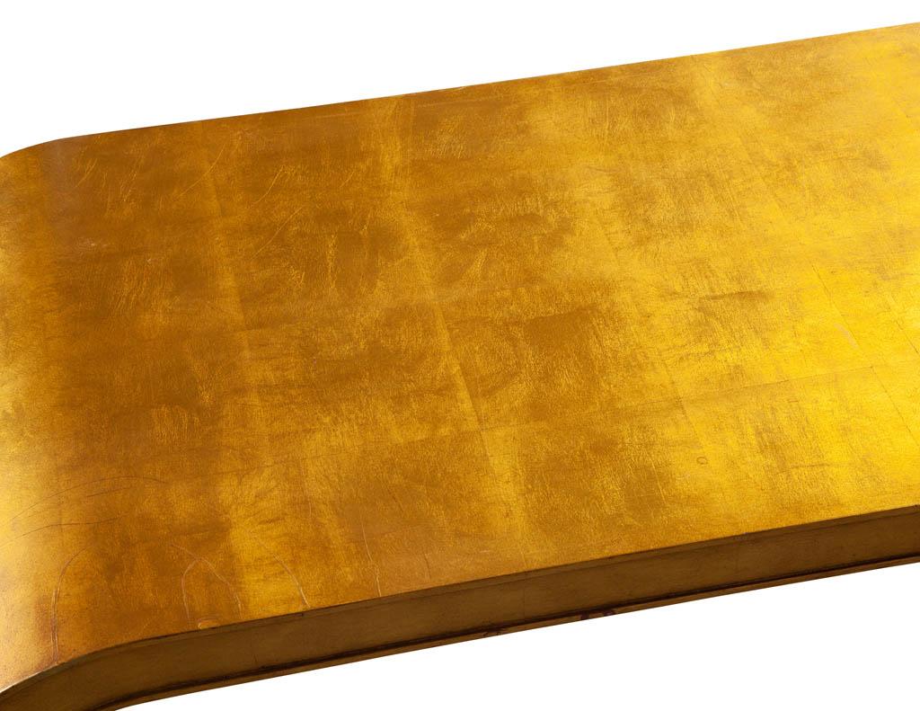 Aerin Lauder Modern Edgewood Gold Leaf Console Table 8